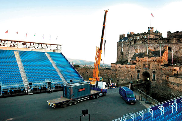 The Aggreko generator arriving at Edinburgh Castle